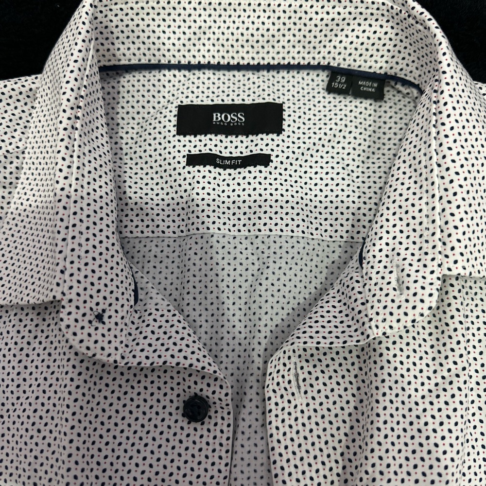 Boss Casual Button Down White and Black Shirt
